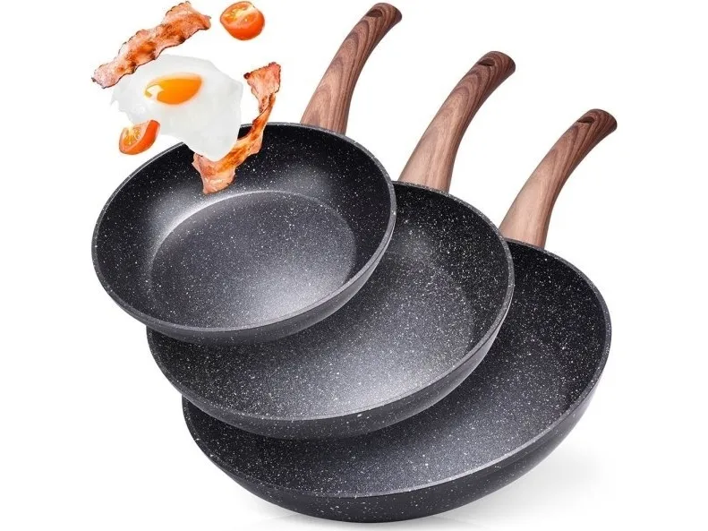 Vilde Stekepanne 3 GRANITTTPANNER SVART&TRE 20/24/28 cm 199011