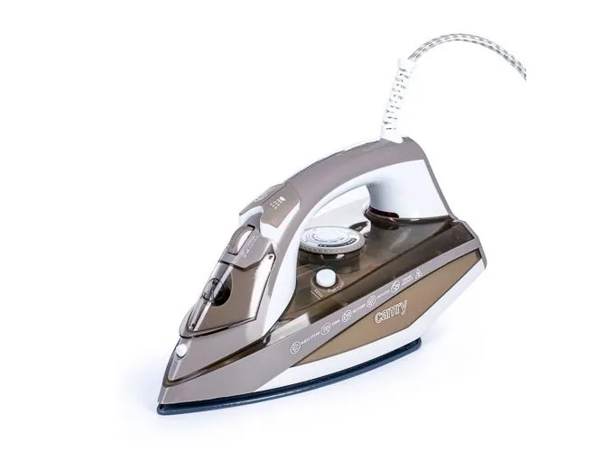 Camry Premium CR 5018, Dampstrykejern, Keramisk Ultra Glide-strykesåle, Brun, Grå, Hvit, 0,35 l, Innebygget, 3000 W