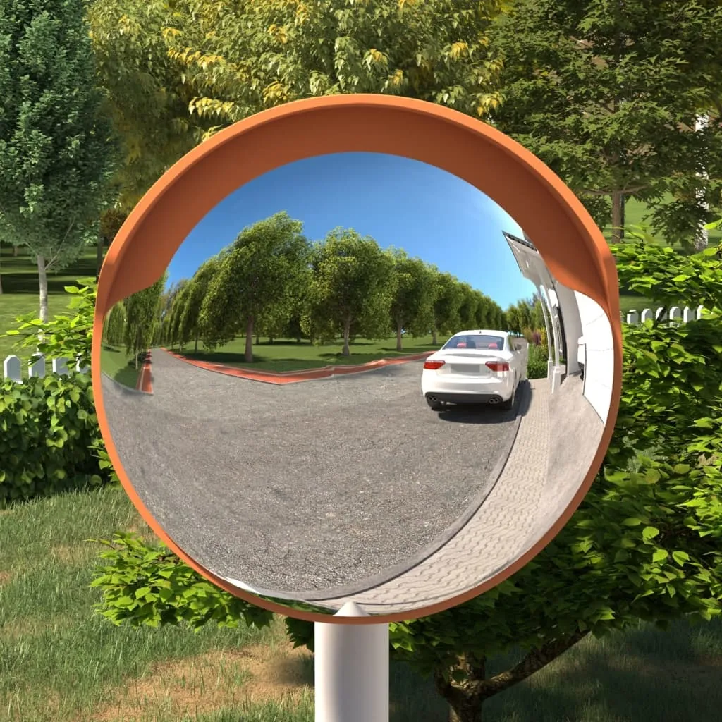 vidaXL Utendørs konvekst trafikkspeil oransje Ø30 cm polykarbonat