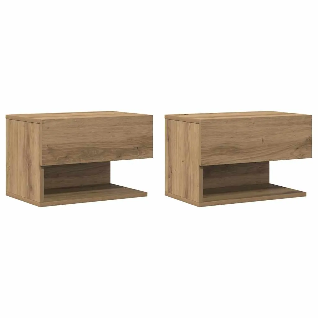 vidaXL Veggmonterte nattbord 2 stk artisan eik