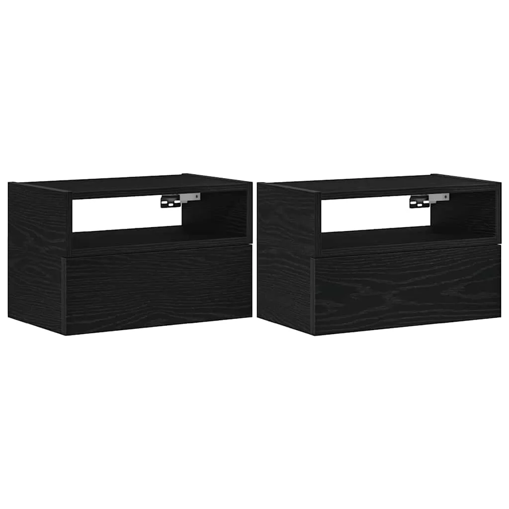 vidaXL Veggmonterte nattbord 2 stk svart 45x26x28,5 cm