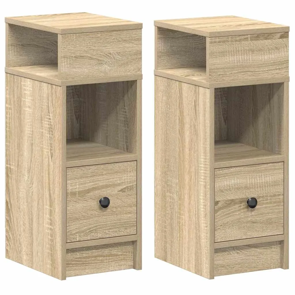 vidaXL Nattbord 2 stk med skuff sonoma eik 25x31x66 cm