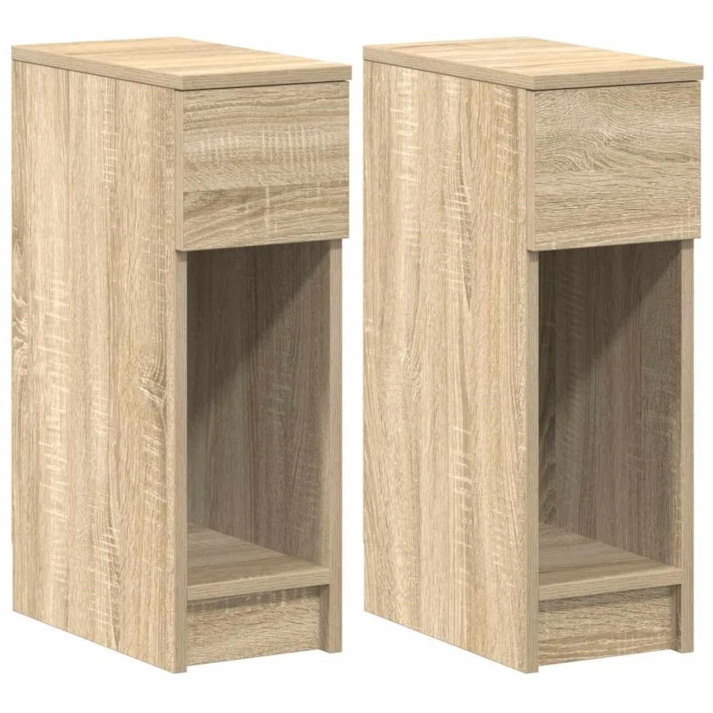 vidaXL Nattbord med skuff 2 stk sonoma eik 20x36x60 cm