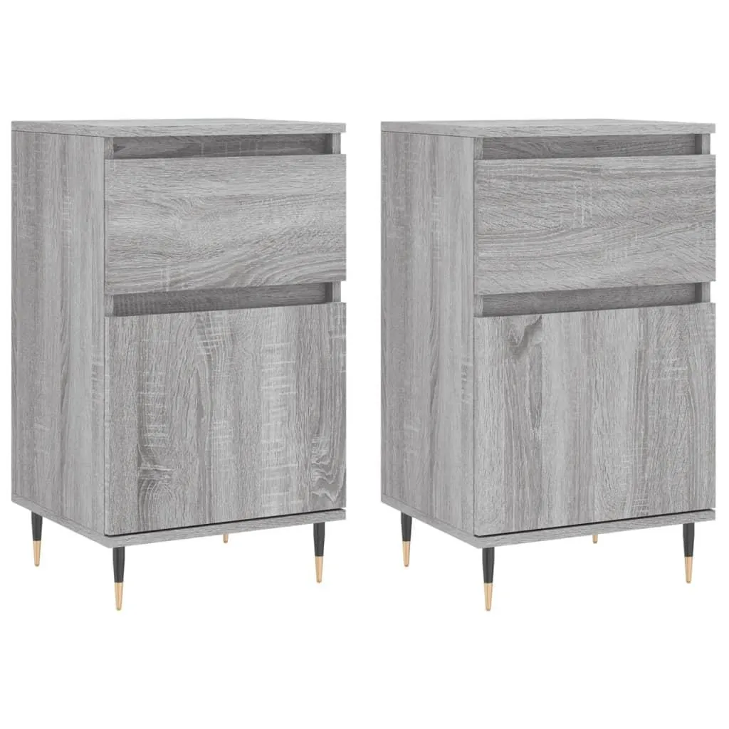vidaXL Skjenker 2 stk grå sonoma 40x35x70 cm konstruert tre