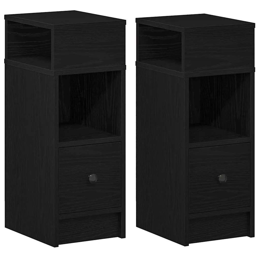 vidaXL Nattbord 2 stk med skuff svart 25x31x66 cm