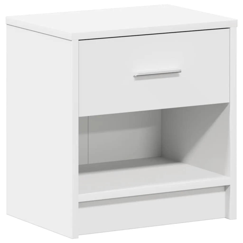 vidaXL Nattbord med skuff hvit 39x28x41 cm