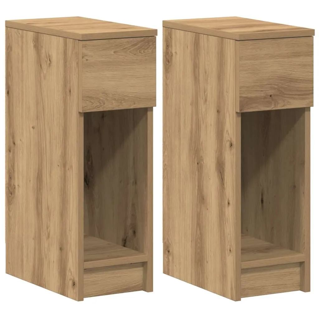 vidaXL Nattskap med skuff 2 stk artisan eik 20x36x60 cm