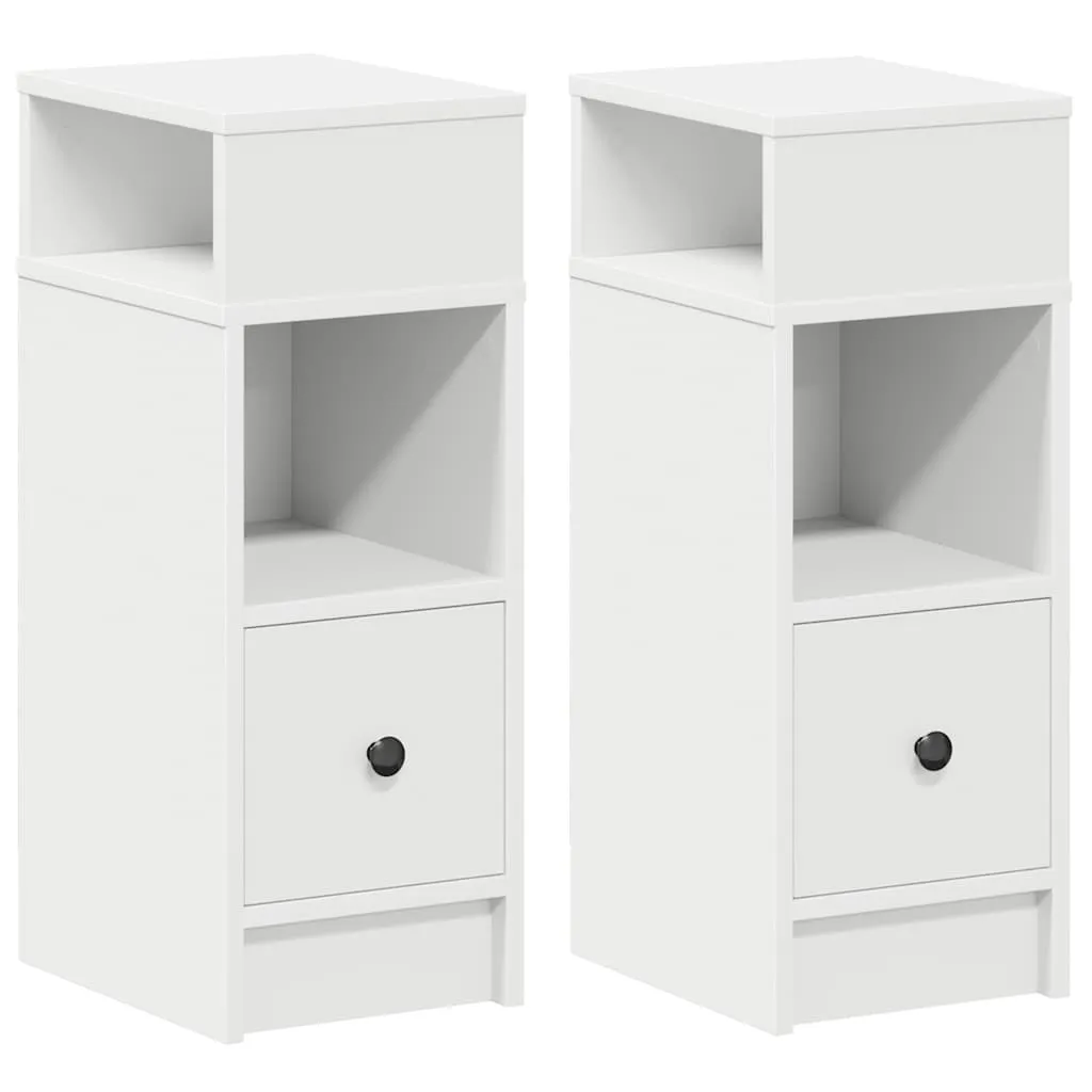 vidaXL Nattbord 2 stk med skuff hvit 25x31x66 cm