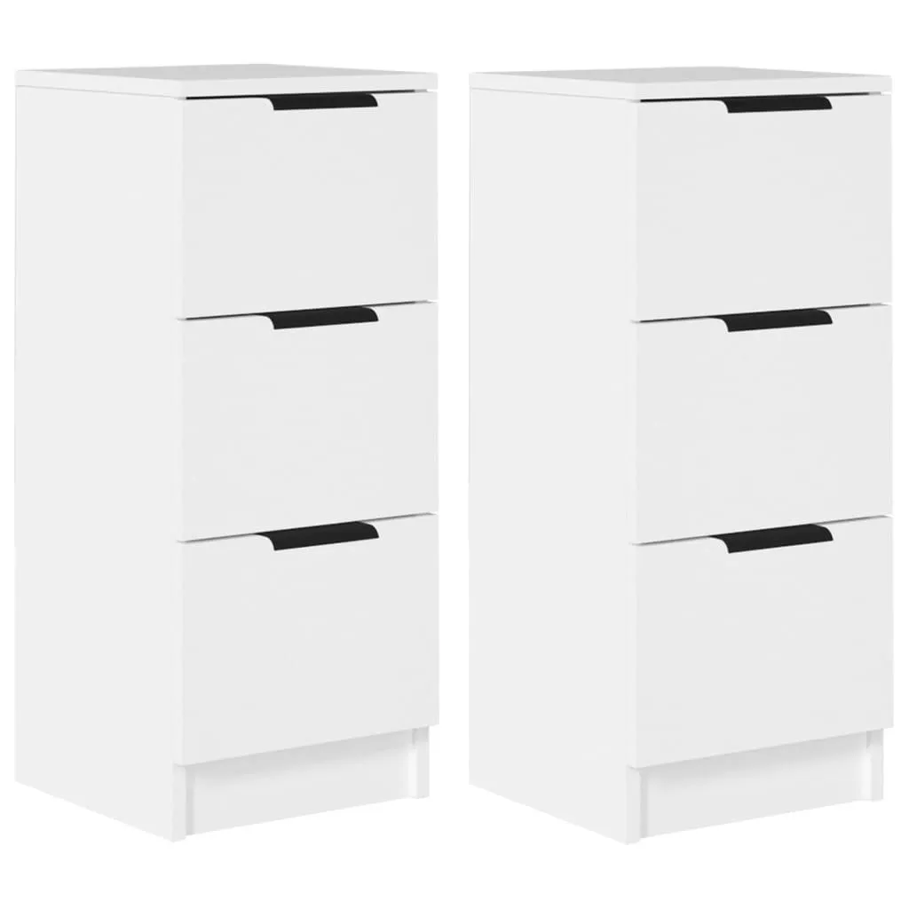 vidaXL Skjenker 2 stk hvit 30x30x70 cm konstruert tre