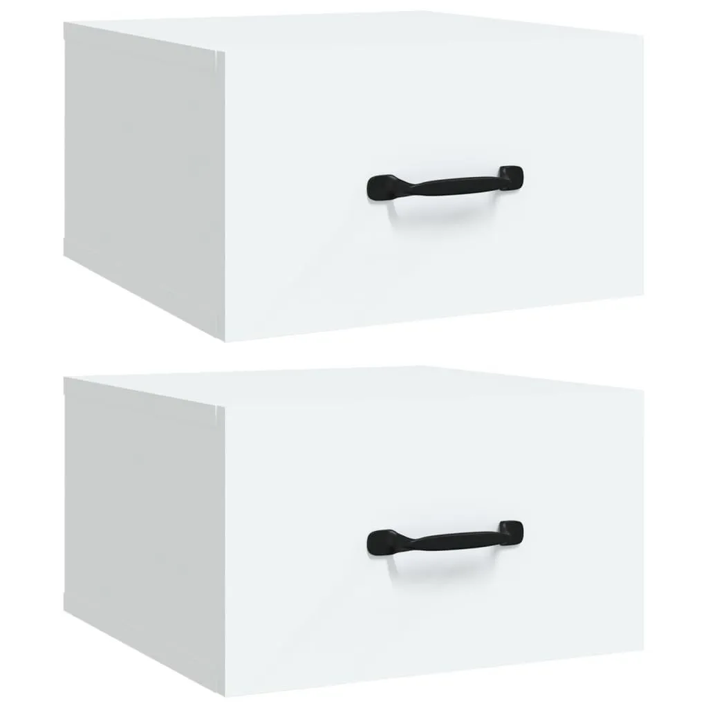 vidaXL Veggmonterte nattbord 2 stk hvit 35x35x20 cm