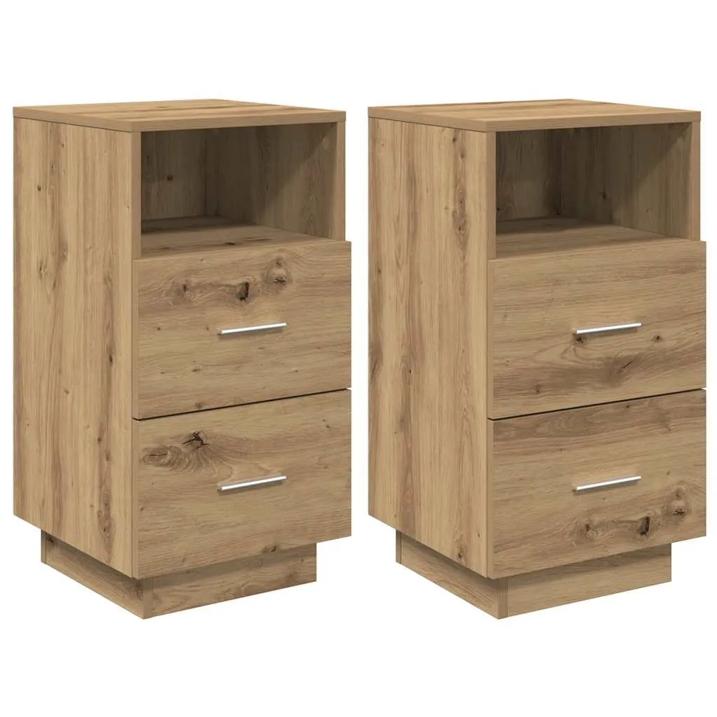 vidaXL Nattbord 2 stk med 2 skuffer artisan eik 36x36x68 cm