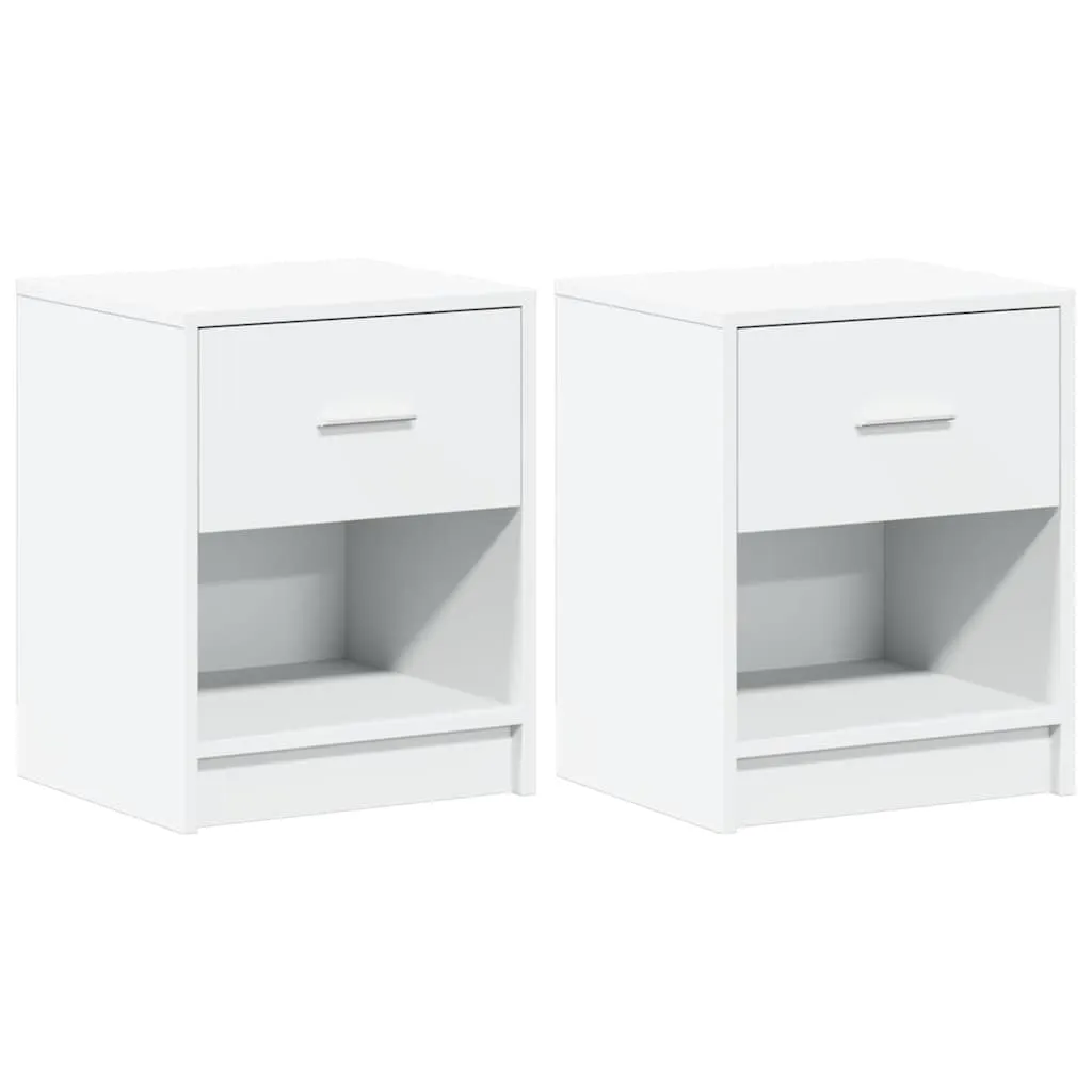 vidaXL Nattbord 2 stk med skuff hvit 40x34x50 cm