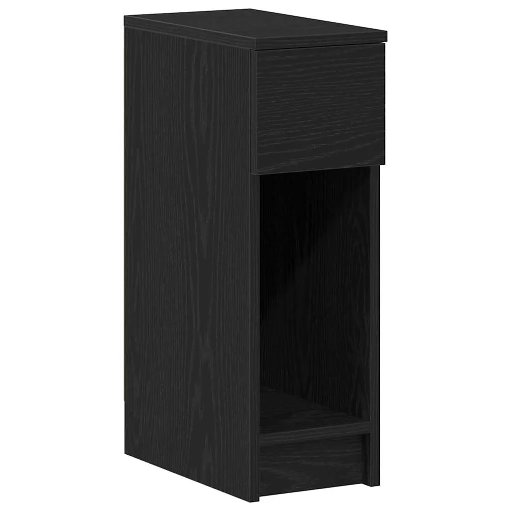 vidaXL Nattbord med skuff svart eik 20x36x60 cm