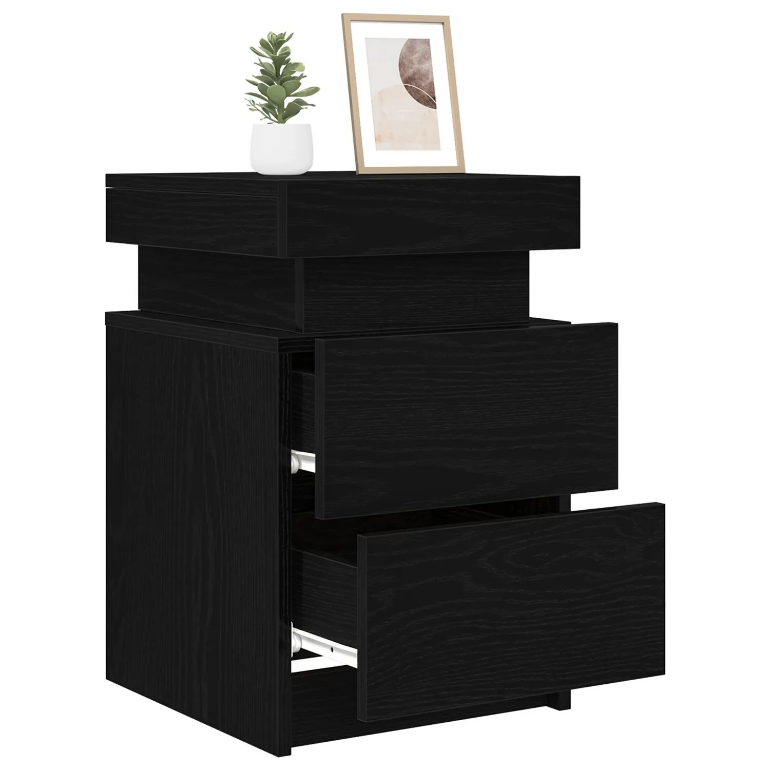 vidaXL Nattbordskap 2 pcs Svart Eik 35 x 39 x 55 cm Konstruert tre