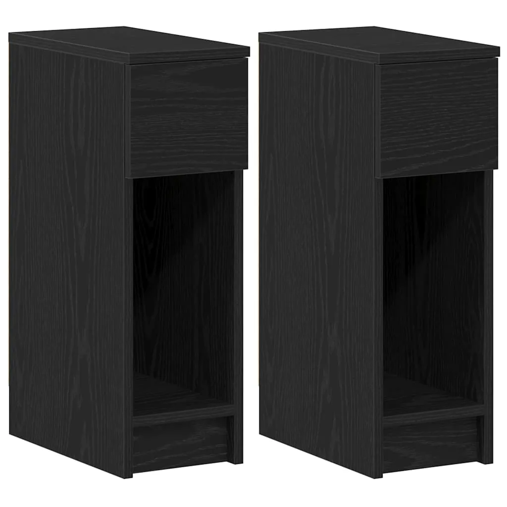vidaXL Nattbord med skuff 2 stk svart eik 20x36x60 cm