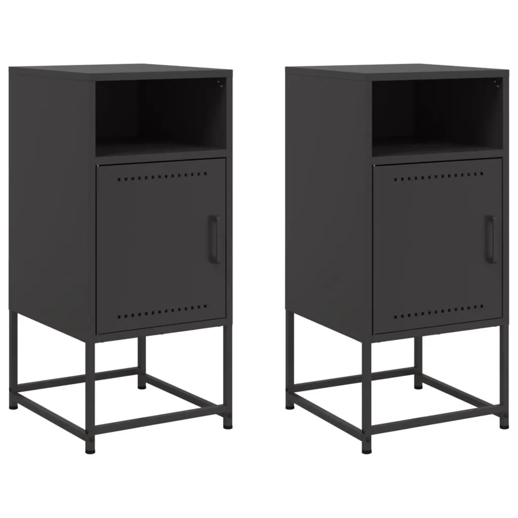 vidaXL Nattbord 2 stk svart 36x39x78 cm stål