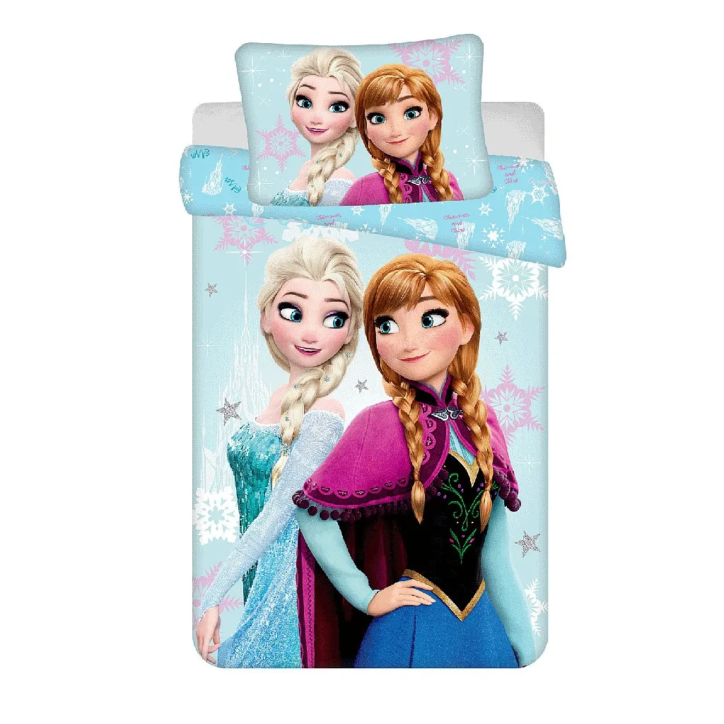 Barnesengesett i lyseblått med Disney Frost, 100×135 cm og 40×60 cm