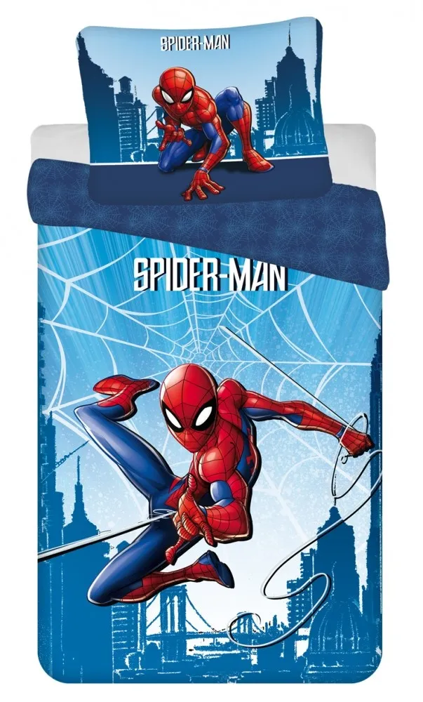 Spiderman Skyline sengetøy 140×200 cm, 70×90 cm