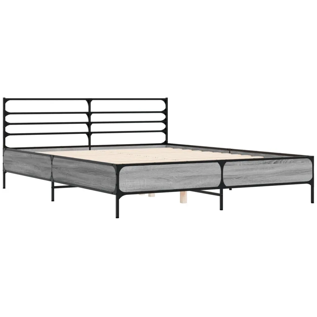 vidaXL Sengeramme sonoma eik 160x200 cm konstruert tre og metall