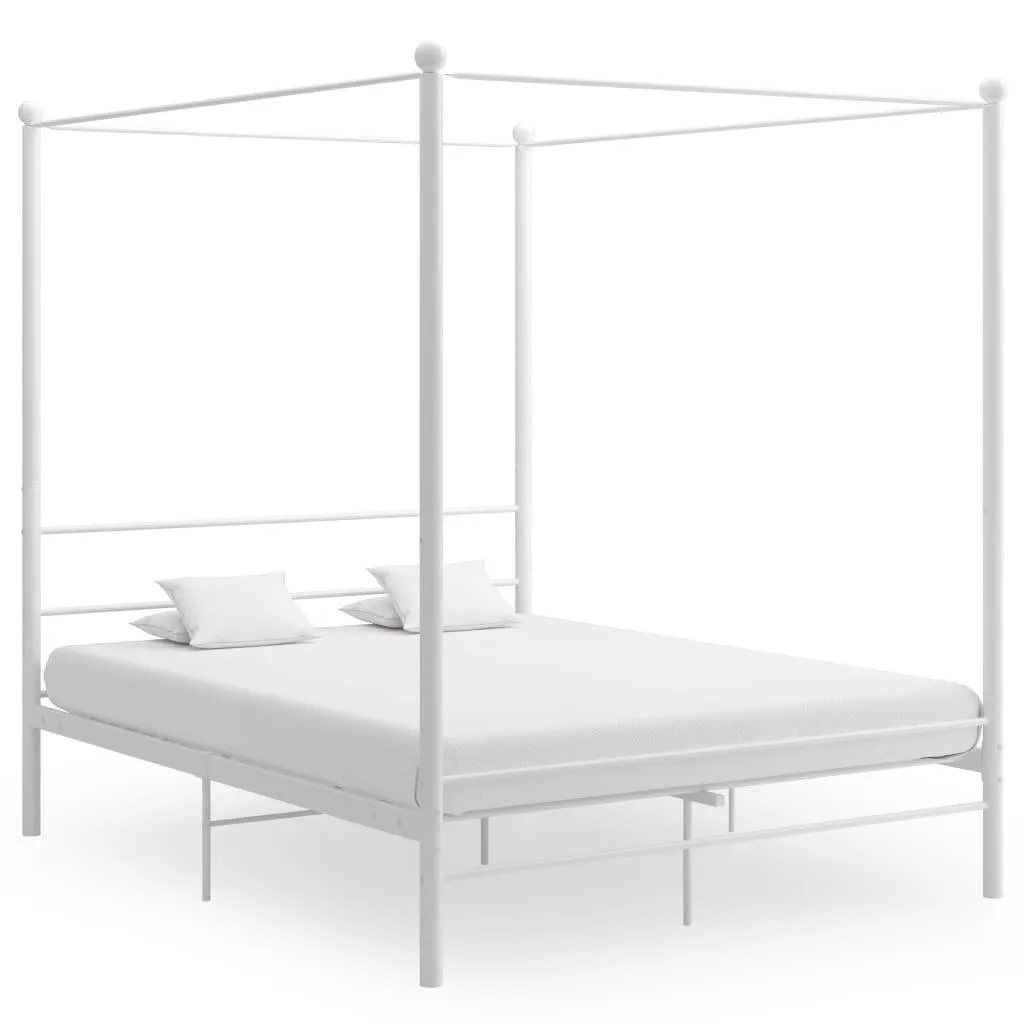 vidaXL Himmelsengeramme hvit metall 160x200 cm