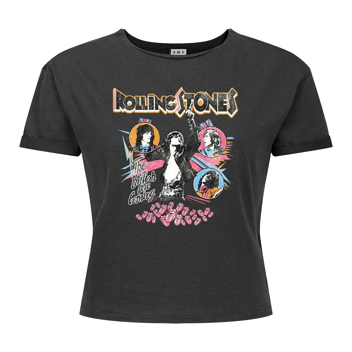 Amplified Womens/Ladies British Are Coming The Rolling Stones Crop T-Shirt