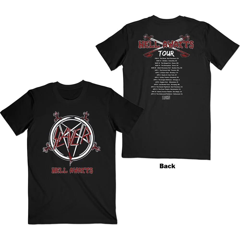 Slayer Unisex T-Shirt: Hell Awaits Tour (Back Print) (Small)