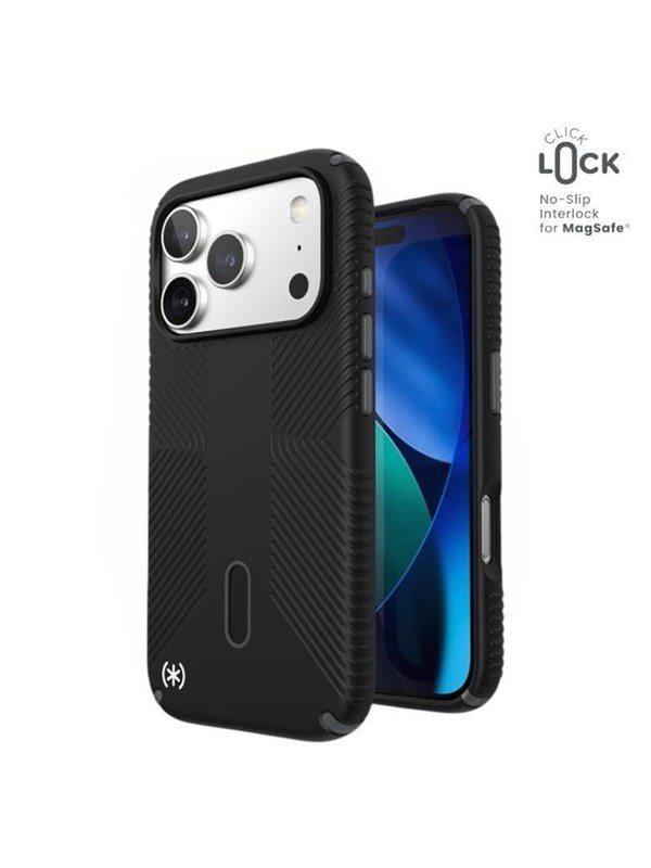Speck Presidio2 Grip ClickLock & MagSafe - iPhone 17 Pro Case - Black / Slate Gray / White