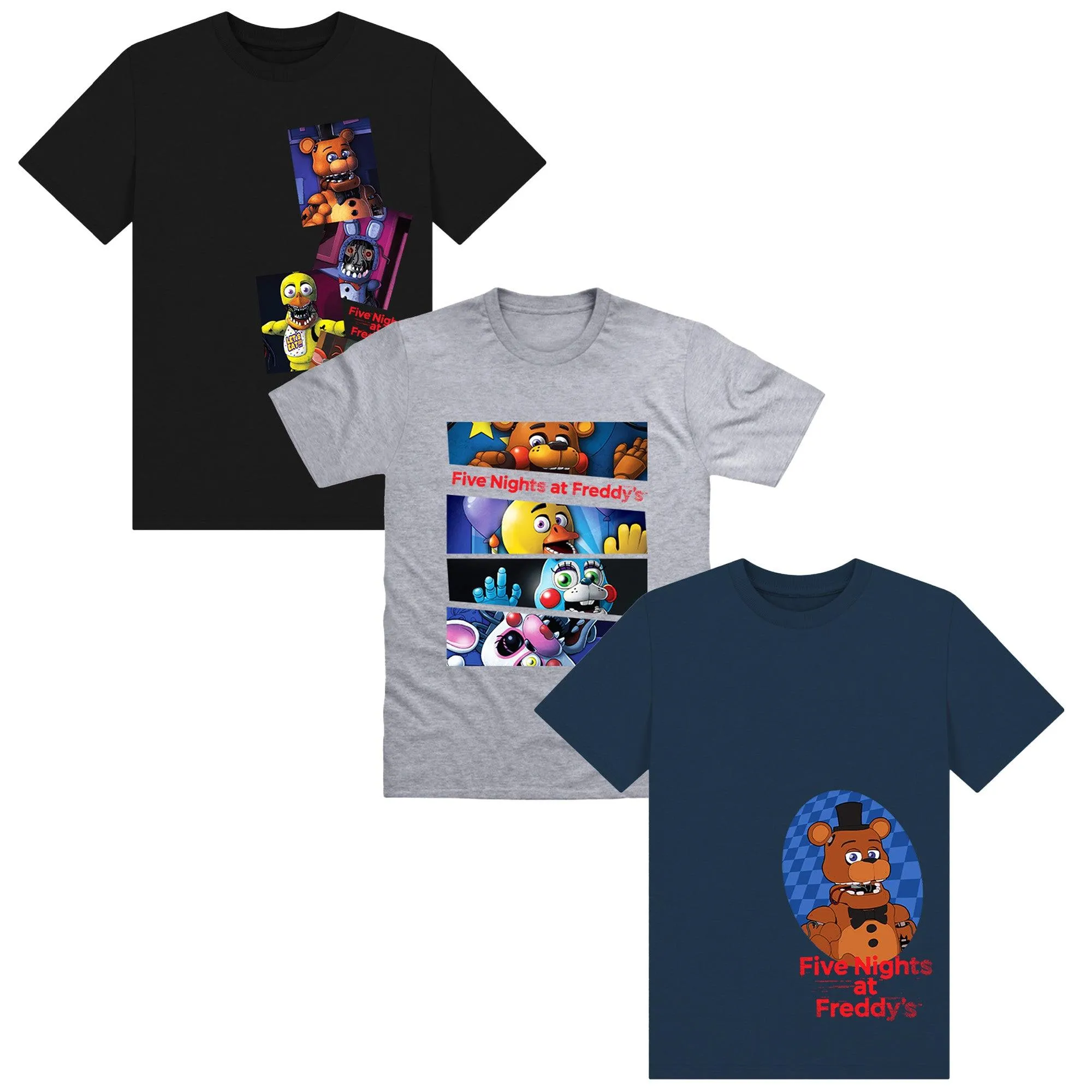 Five Nights At Freddys Childrens/Kids Collage T-Shirt (Pack of 3)