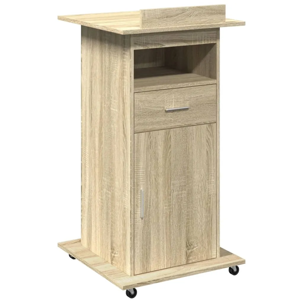 vidaXL Kateter med hjul og skuff sonoma eik 55x55x107cm konstruert tre