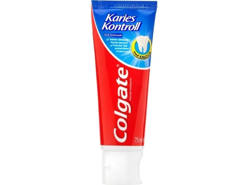 Tannkrem, Colgate Caries Control, 14,5 x 5,5 x 3,5 cm, 75 ml, hvit, stående tube, 1450 ppm - (12 stk./kartong)