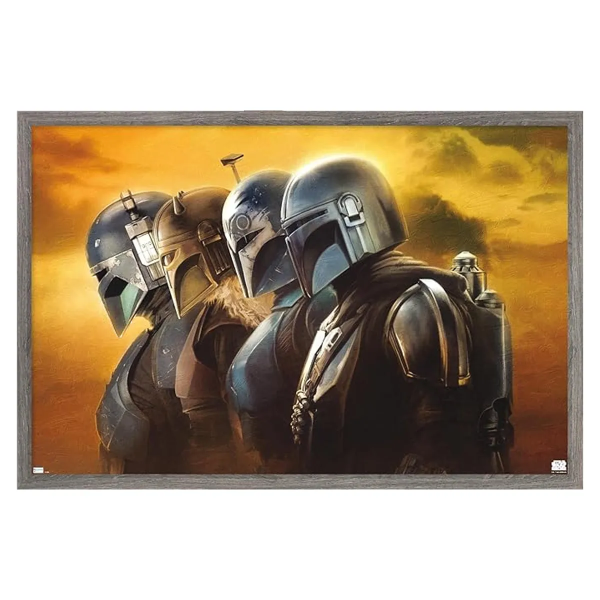 Star Wars Mandalorian Line Helmets Framed Poster