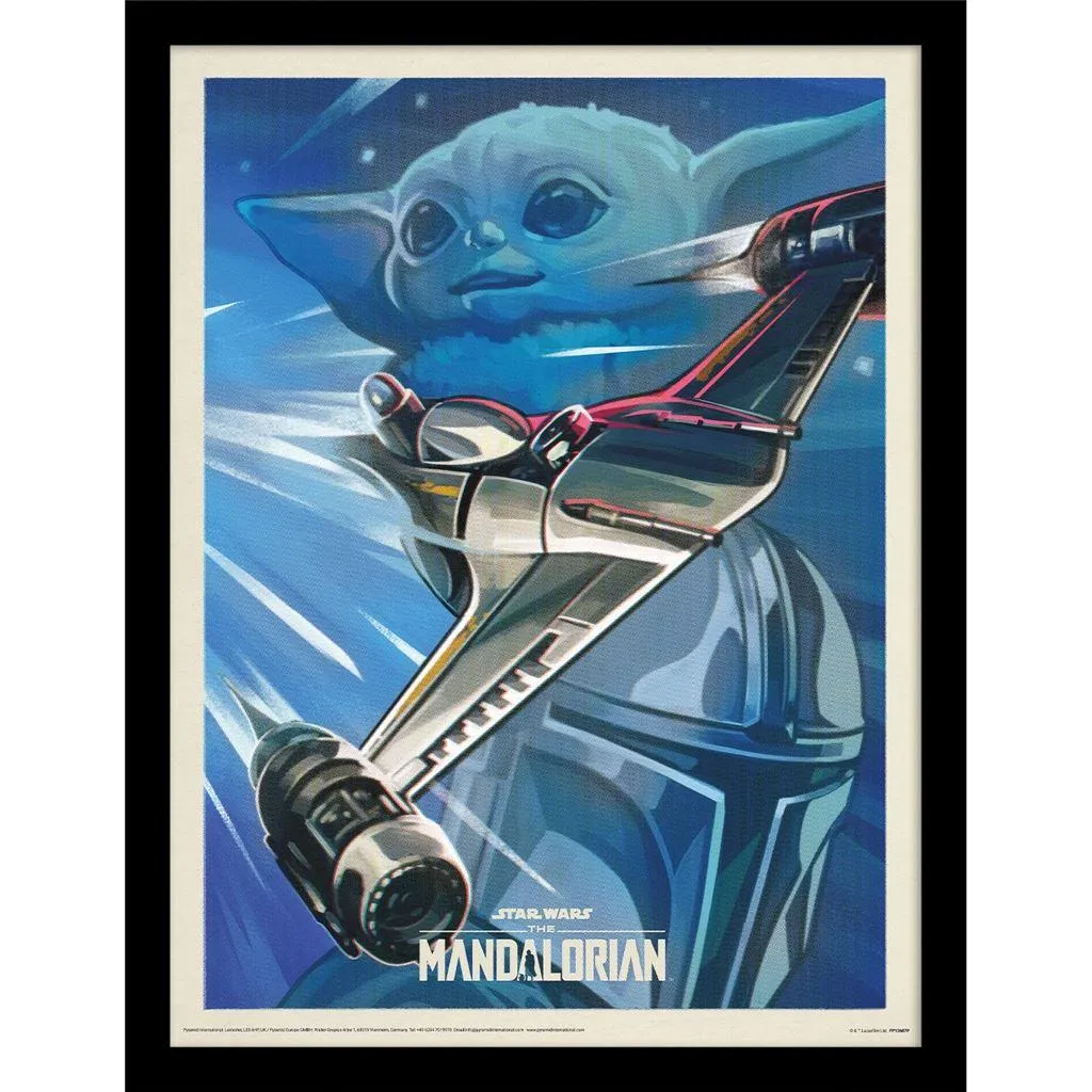 Star Wars: The Mandalorian Grogu Logo Framed Poster