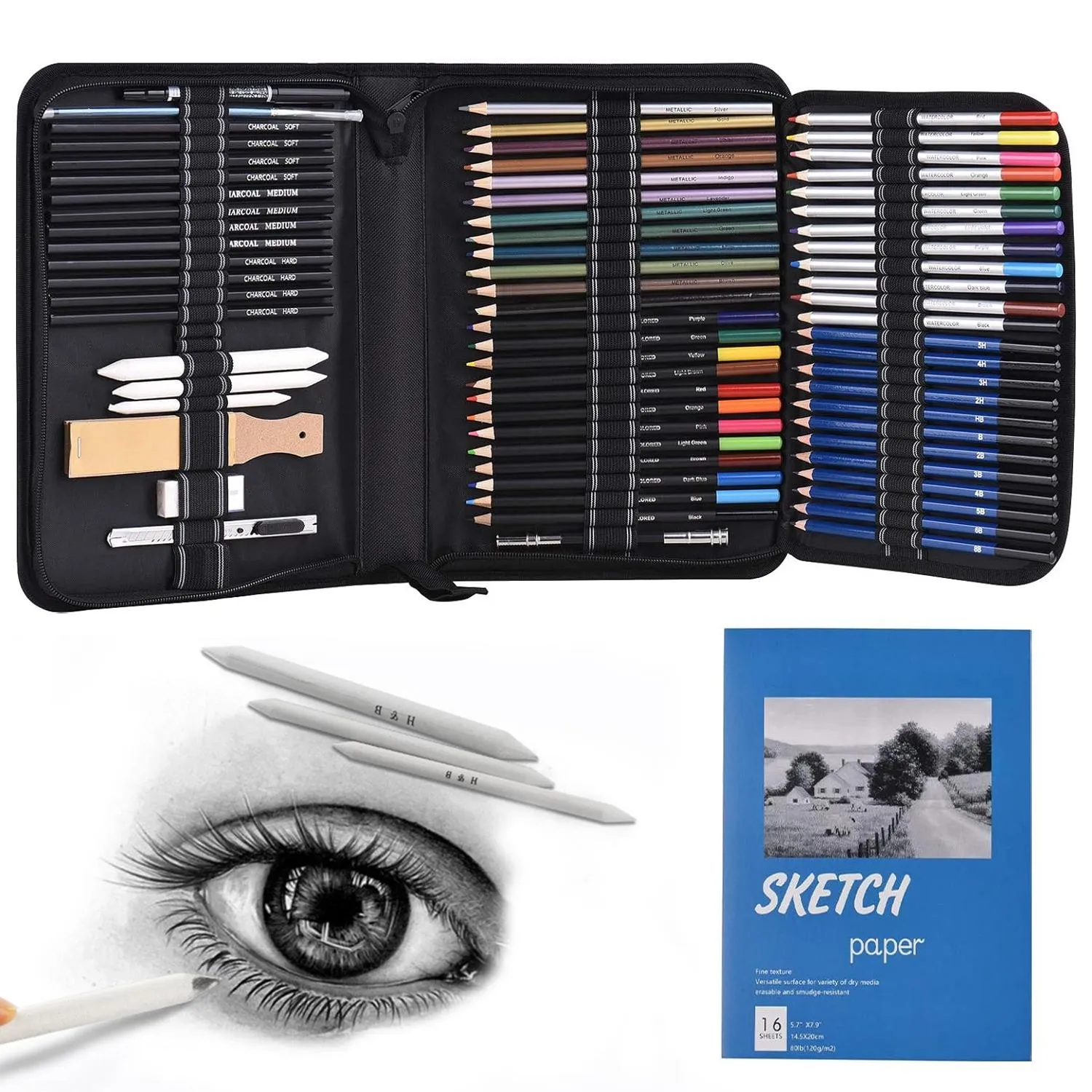 Sketching set 74 pcs. Maaleo 19178