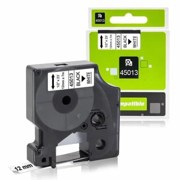 Dymo erstatning kassett Roll S0720530 | 45013 | Svart tekst - hvit tape
