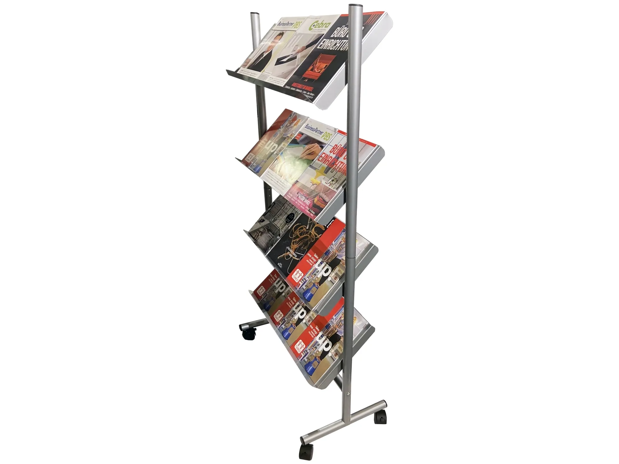 Brochure stand, Twinco Twin Mobil, 310x140x770mm, 12xA4, sølv