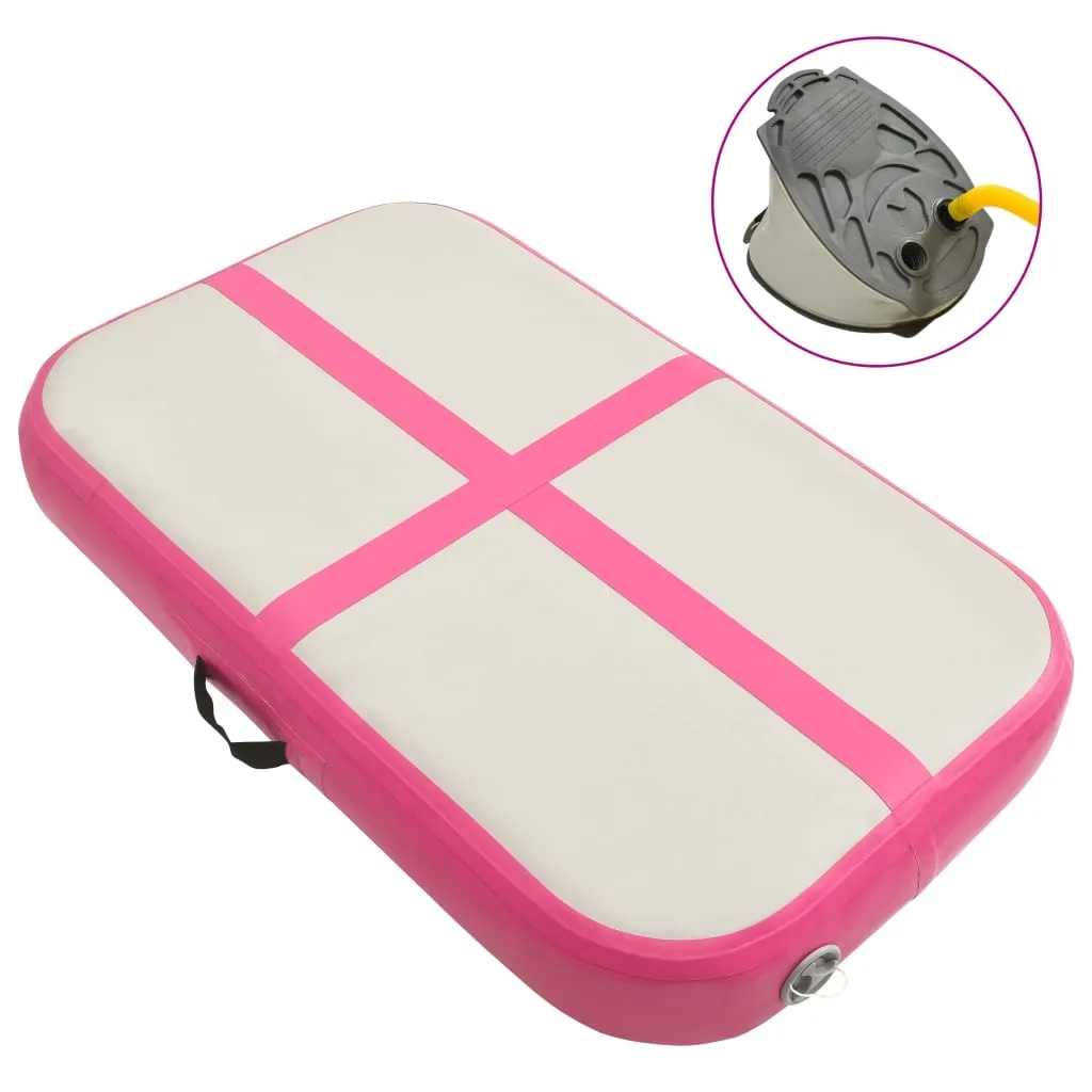 vidaXL Oppblåsbar gymnastikkmatte med pumpe 60x100x10 cm PVC rosa