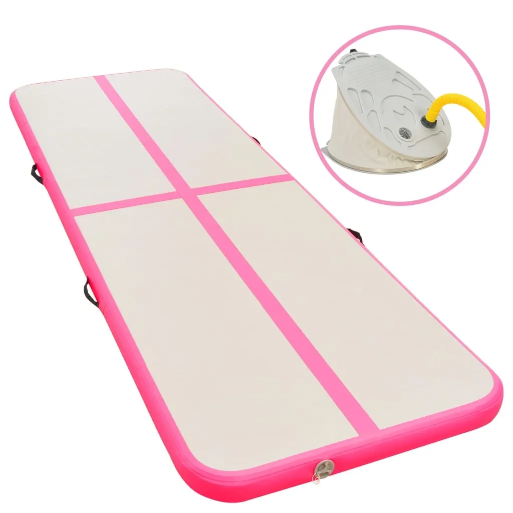 vidaXL Oppblåsbar gymnastikkmatte med pumpe 300x100x10 cm PVC rosa