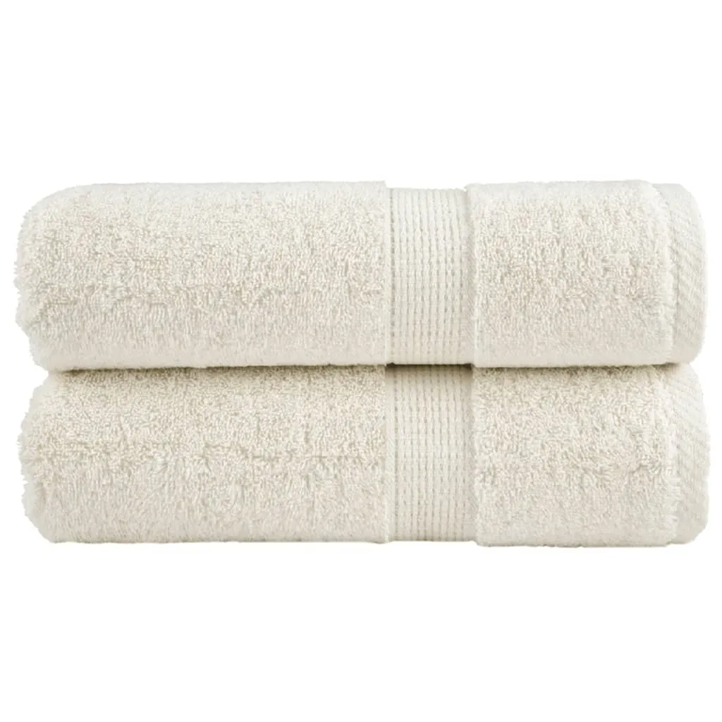 vidaXL Premium gjestehåndklær SOLUND 2 stk kremhvit 30x50cm 600 g/m2
