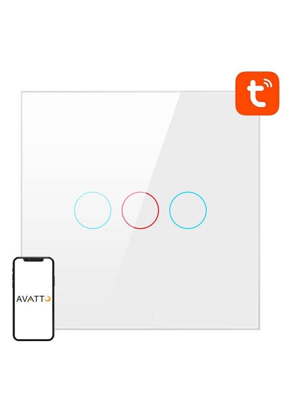 Avatto Smart Light Switch WiFi TS02-EU-W3 3 Way TUYA (white)