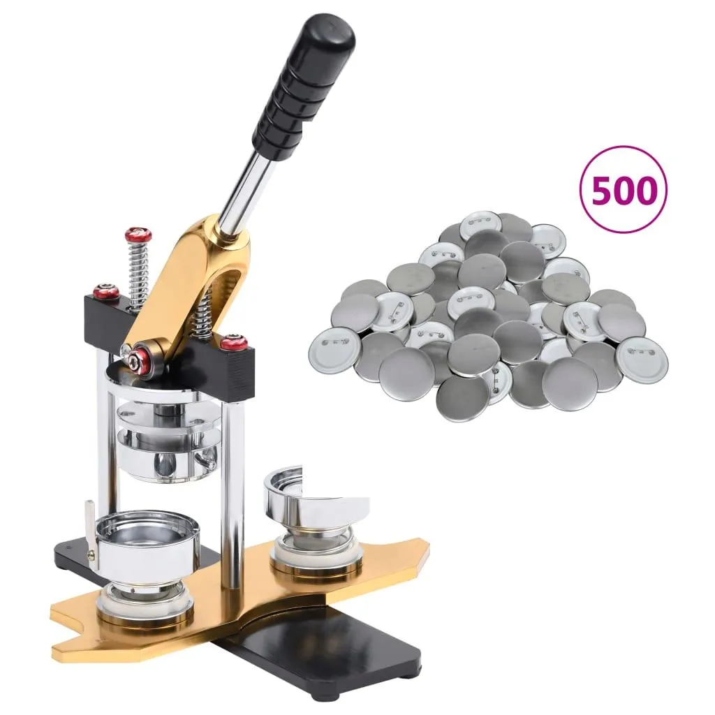vidaXL Buttonsmaskin 500 buttonsdeler med nål 44 mm roterende stempel