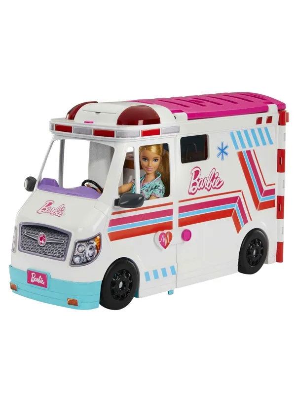 Barbie Emergency Vehicle Transforming Ambulance and Care Clinic with 20+ Pieces