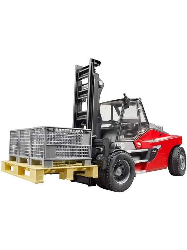 Bruder Linde HT160 Fork Lift with pallet and 3 pallet cages