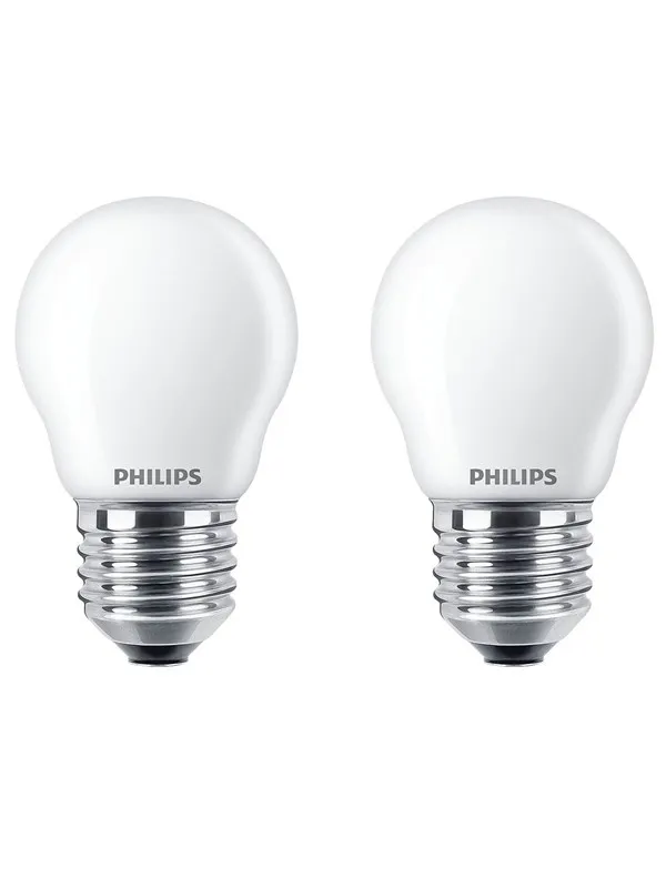 Philips LED-lyspære Classic Candle 4.3W/827 (40W) Frosted 2-pack E27