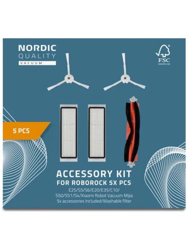 Nordic Quality Robotstøvsuger 5 Pcs Kit for Roborock