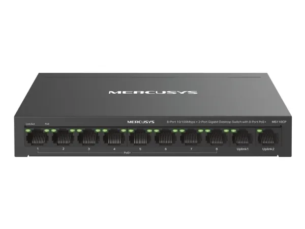 Mercusys MS110CP, Fast Ethernet (10/100), Full tosidig, Strøm over Ethernet (PoE), Kan monteres på vegg