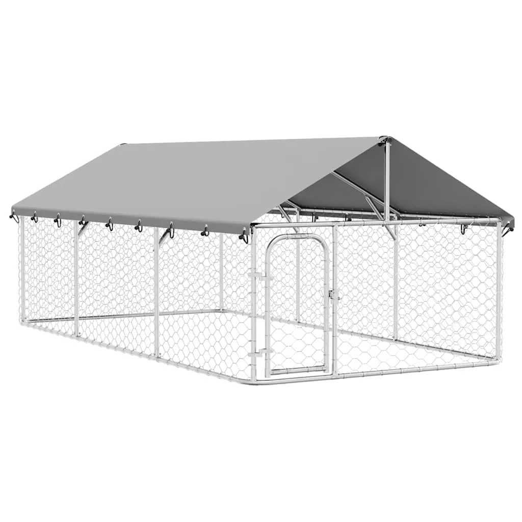 vidaXL Utendørs hundegård med tak 400x200x150 cm