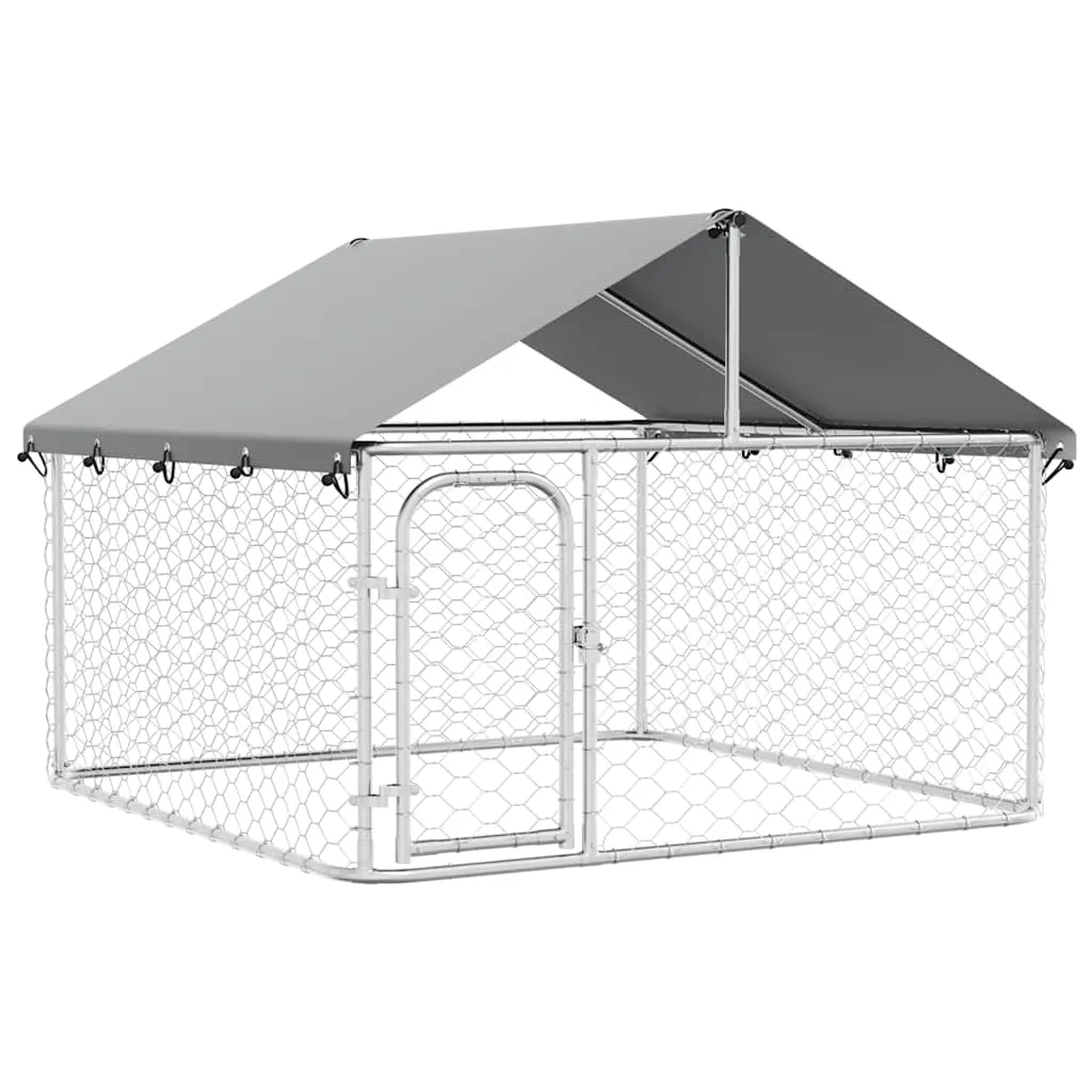 vidaXL Utendørs hundegård med tak 200x200x150 cm