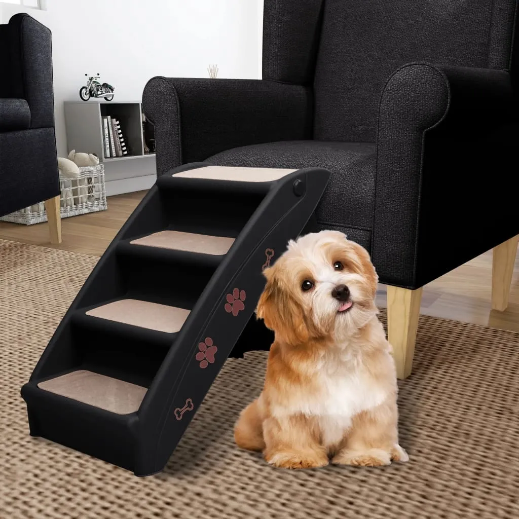 vidaXL Hundetrapp sammenleggbar svart 62x40x49,5 cm