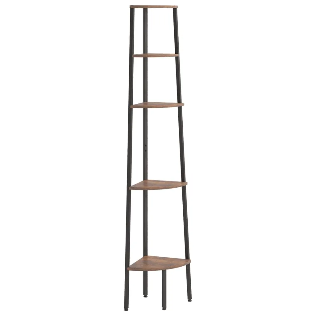 vidaXL Hjørnehyller 5 etasjer mørkebrun og svart 45,5x31,5x180 cm