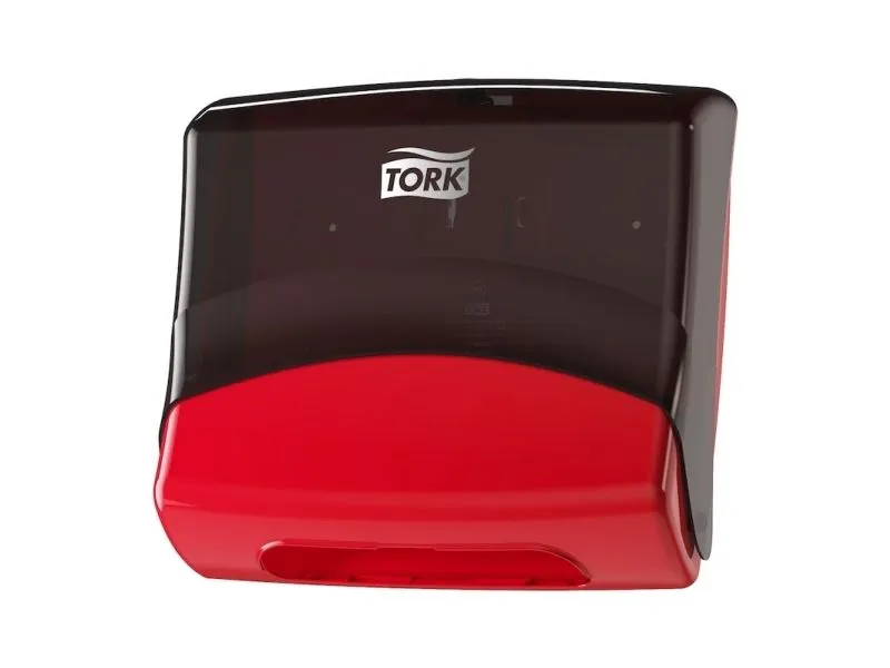 Dispenser Tork for Foldet W4, duker i topppakning, vegghengt, rød